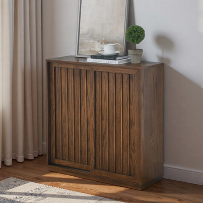 32" Mid Century Cabinet, Brown Wood Sideboard For Living Room, Kitchen Room