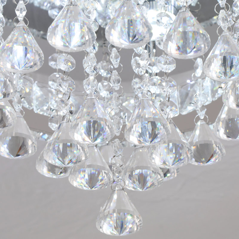 Modern K9 Crystal Chandelier LED Ceiling Light Fixtures Stainless Steel Flush Mount Ceiling Chandelier Light For Bedroom,Living Room,Foyer,Hallway,Closet,White Light