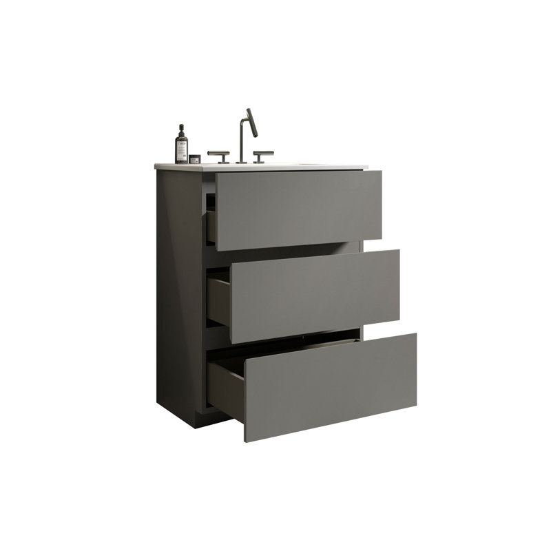 Meuble-lavabo flottant mural avec lavabo Gurnsey