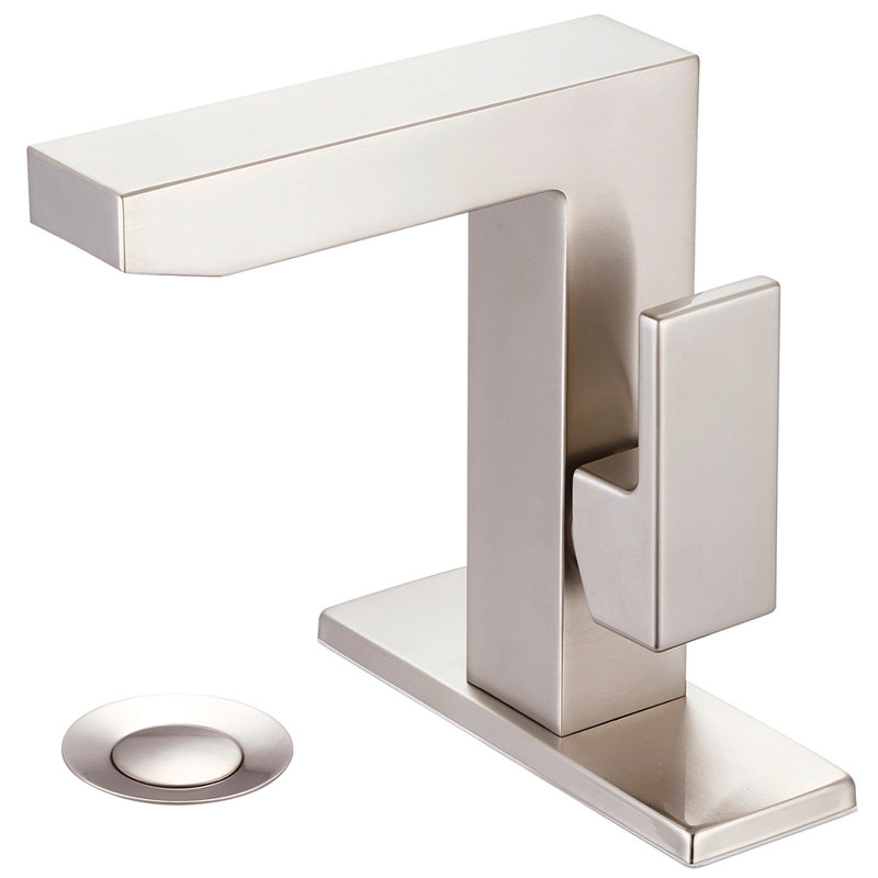 Mod Single-Hole Bathroom Faucet with Drain Assembly, Brushed Nickel