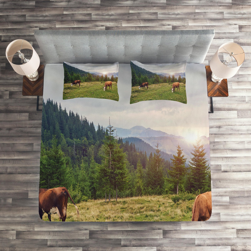 Rustic Polyester Coverlet, King Bedspread + 2 Shams