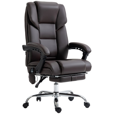 Massage Office Chair with 6 Vibration Points, Lumbar Heated PU Leather Reclining Chair