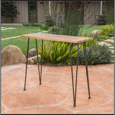 DENALI INDUSTRIAL WOOD AND METAL BAR TABLE
