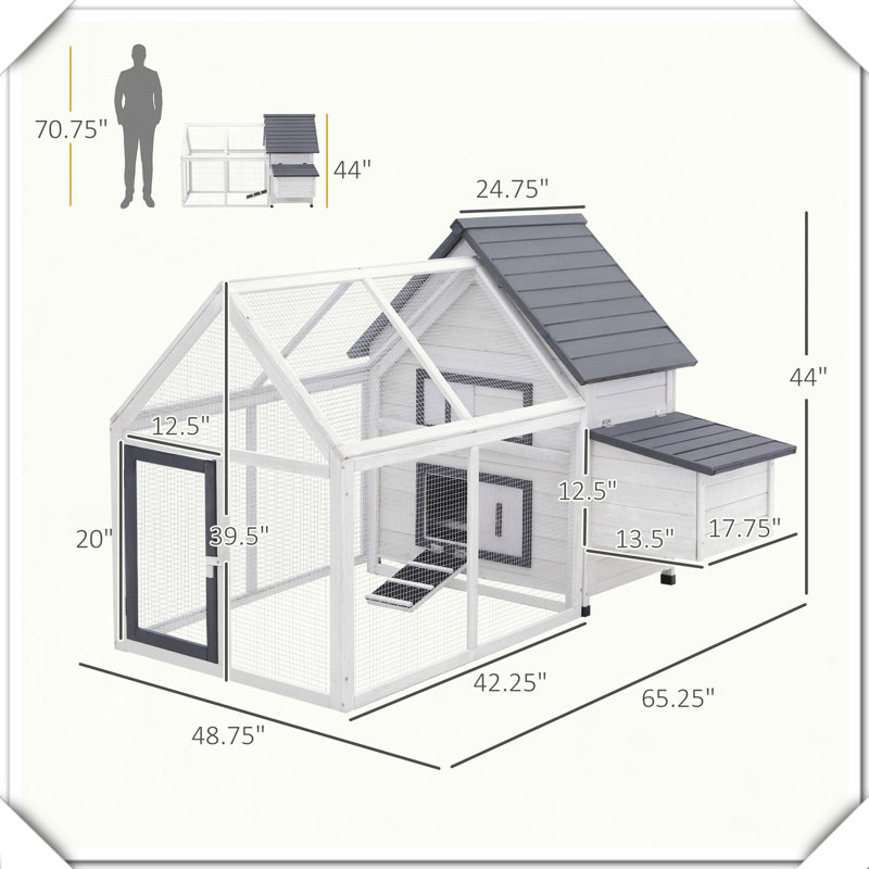 Poulailler en bois avec plateau de nidification amovible