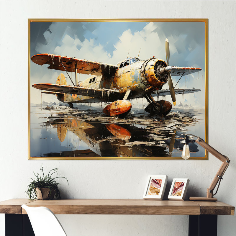 Reproduction d'art sur toile, Cadre flottant doré, H 16 po x l 32 po x P 1 po