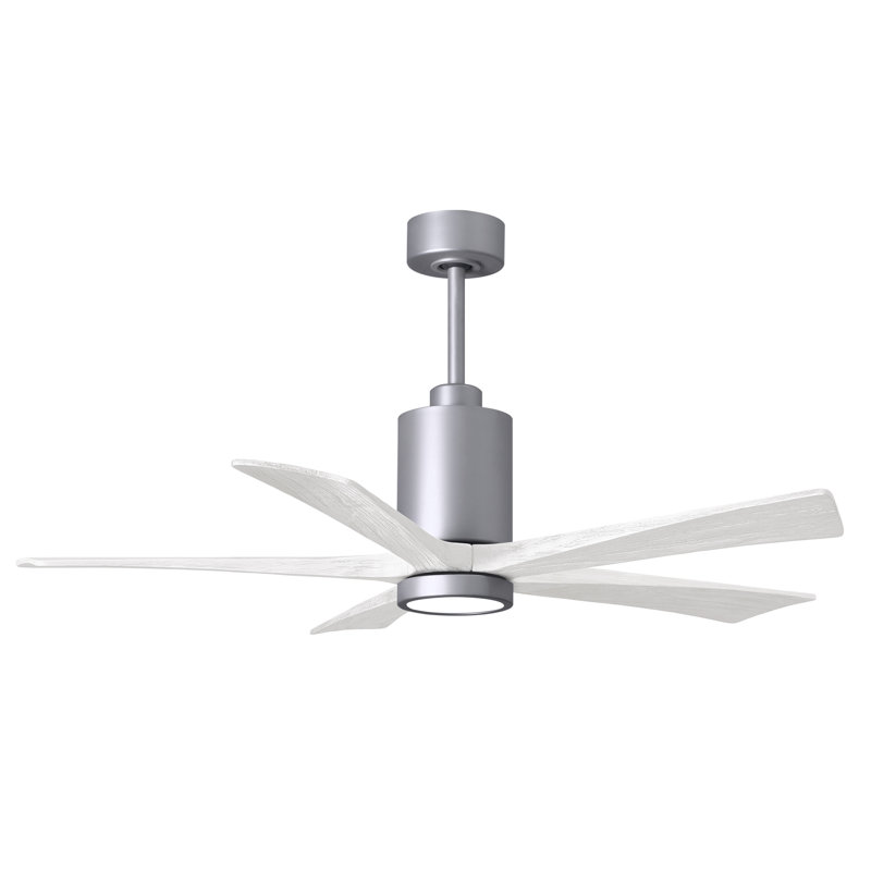Patricia LED Downrod Ceiling Fan, Brushed Nickel, Matte White