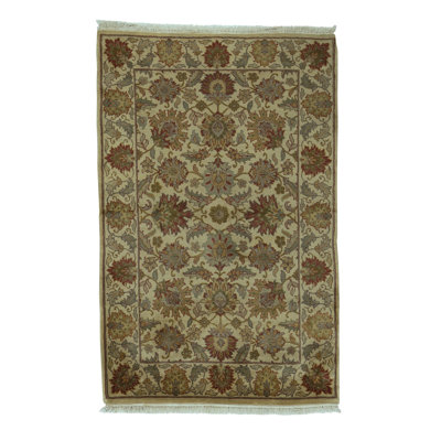 Tapis crème et crème noué à la main de haute qualité