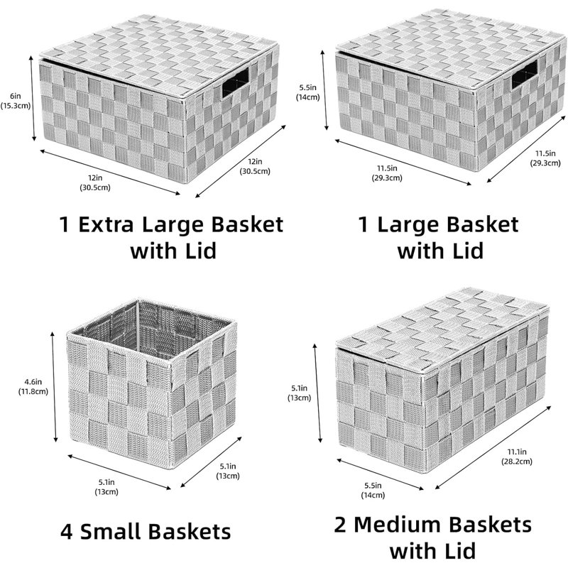 Ebern Designs Wicker Decorative Basket, Grey