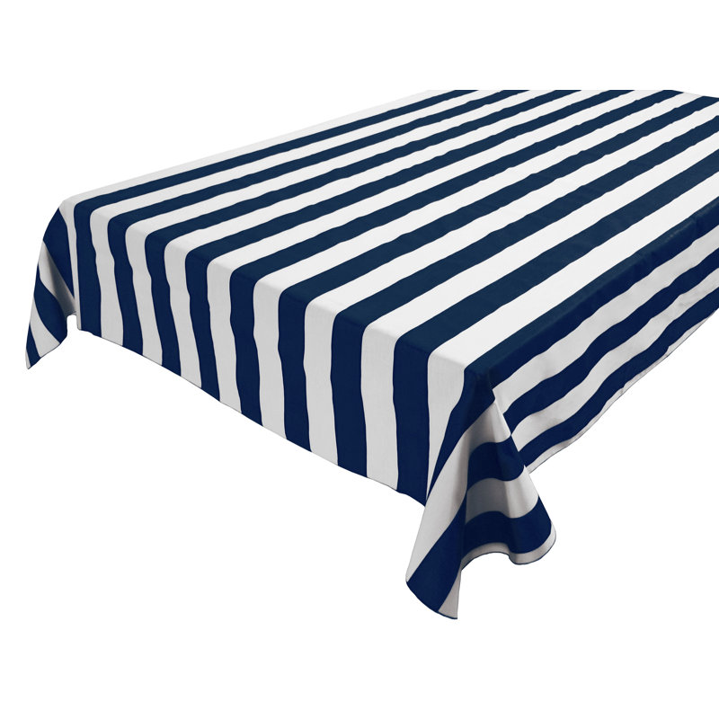 Coltura Striped Cotton Tablecloth, Navy, 72" x 58"