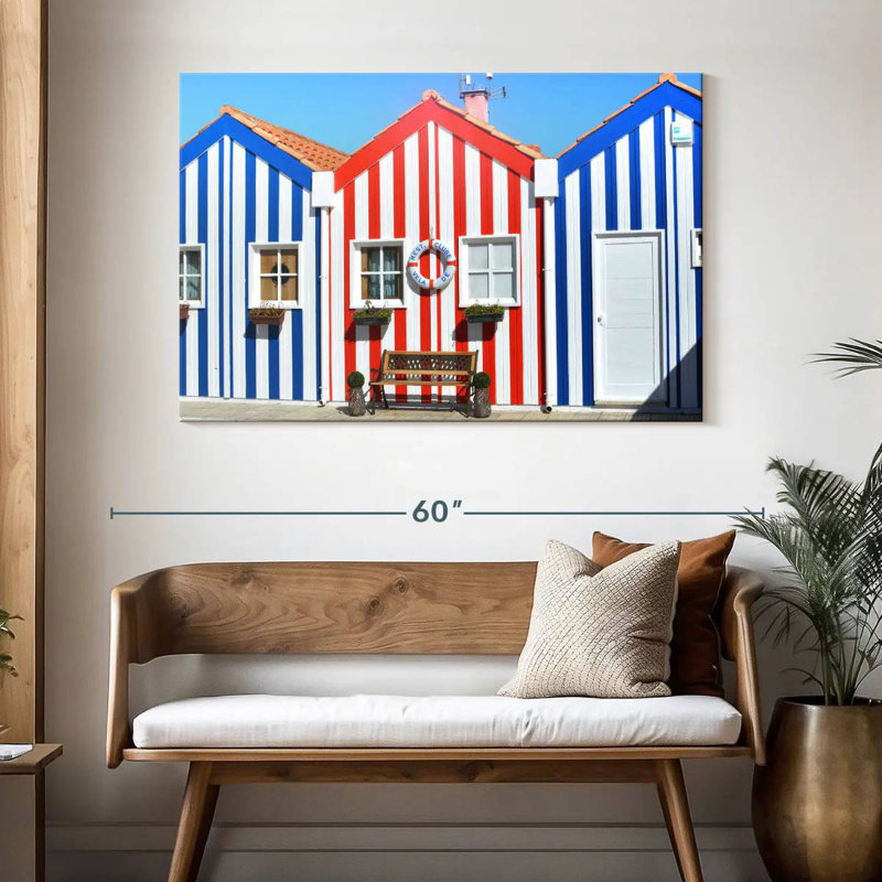 Lilie Striped Beach Huts, 32" H x 48" W