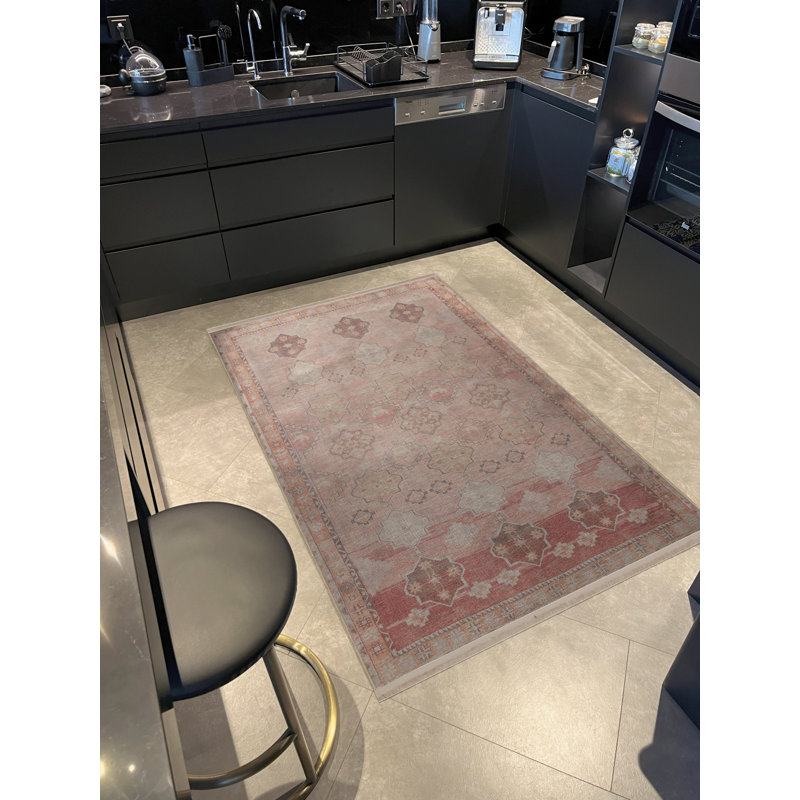 Tapis décoratif rétro à motif floral motif floral traditionnel, Rectangle 3 pi 9,81 po x 4 pi 11,06 po
