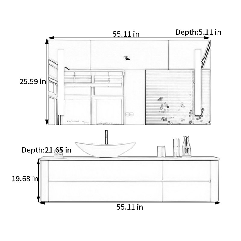 Simple modern rock plate bathroom cabinet