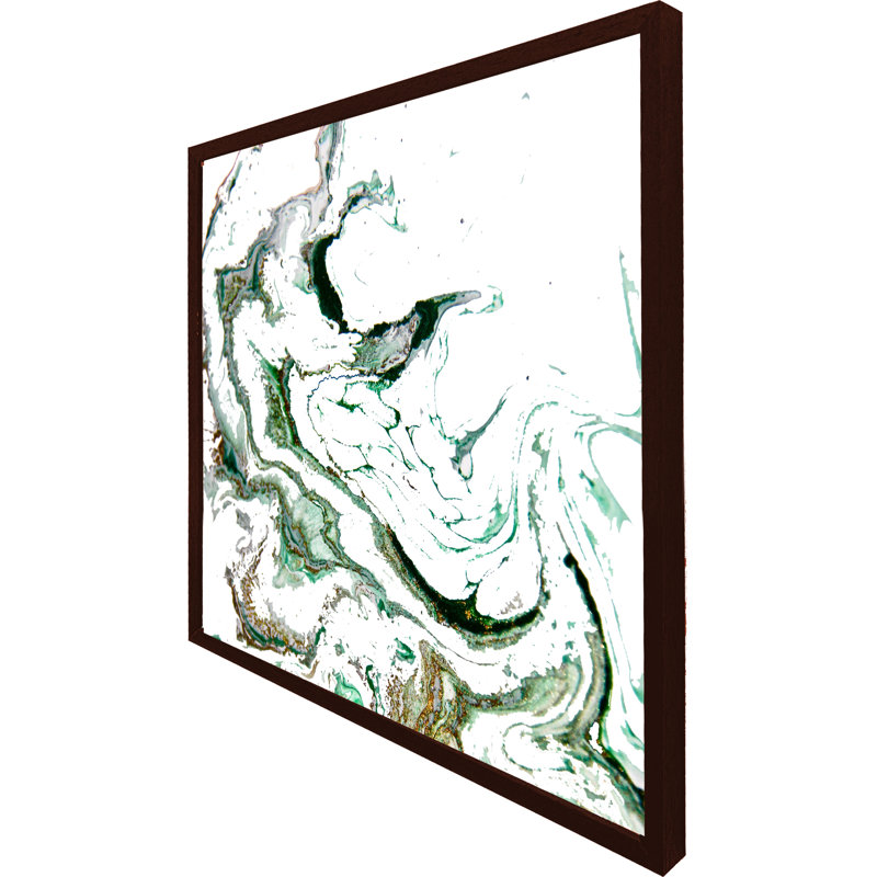 Aslyn Green Marble 1 Piece Single Picture Frame Wall Art, 31cm H x 31cm W x 4cm D, Brown Framed