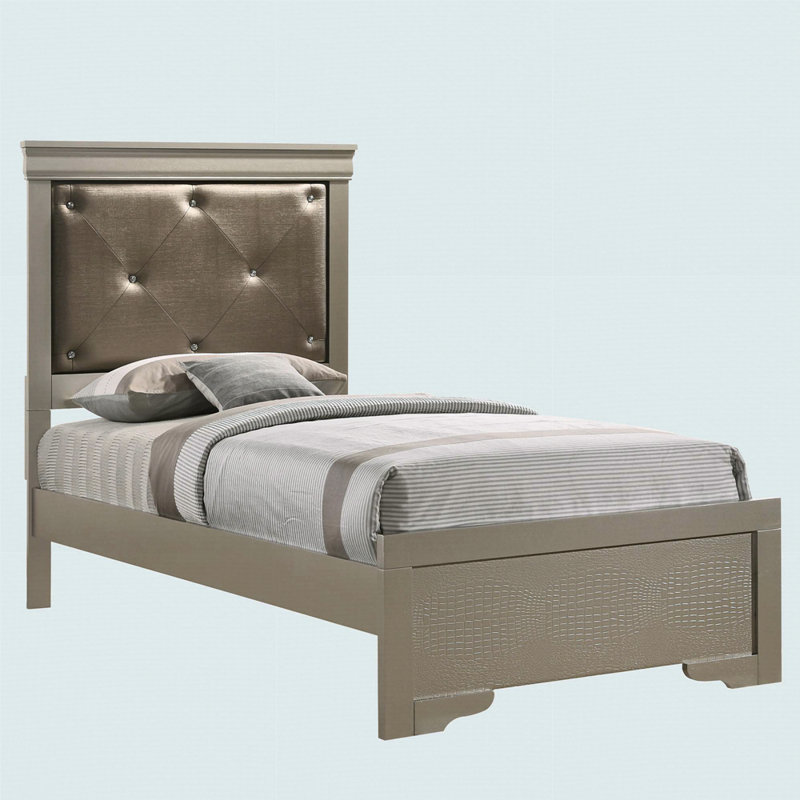 Elegant Silver Champagne Twin Bed