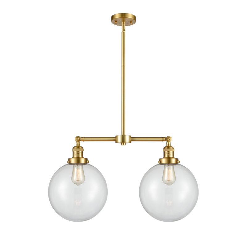 Lustre unique à 2 lumières Clermont, Ampoule non incluse, Or satiné