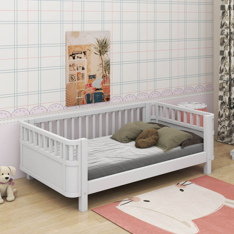 Twin Size Wood Platform Bed, Twin, White