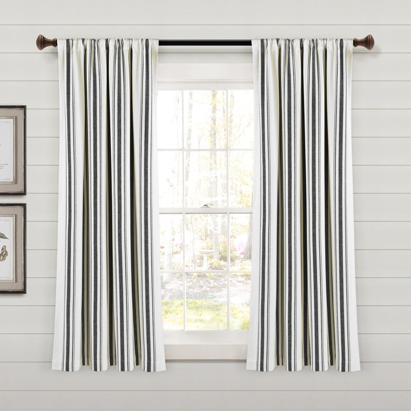 Cotton Blend Semi Sheer Curtain Pair, Navy, 42" W x 95" L