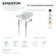 Edwardian Marble White/Matte Black Metal Rectangular Console Bathroom Sink with Overflow