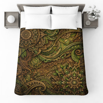 Intricate Mandala Pattern Quilted Bedspread All Sizes