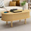 Table basse à plateau relevable avec panneaux cannelés, couleur naturelle, support hydraulique stable pour la table de la maison, rangement Mid-Century moderne, compartiments cachés
