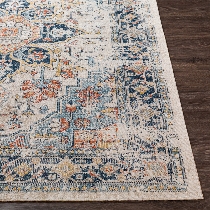 Tapis intérieur / extérieur en polyester tissé à la machine Diogo, Rond 7 pi 10 po