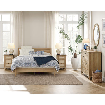 Brazoban 3 Piece Bedroom Set - Includes Farmhouse 8 Drawer Dresser, Set Of 2 Rattan End Tables With Charging Station, 3 Piece Dresser And Nightstand S by Bay Isle Home