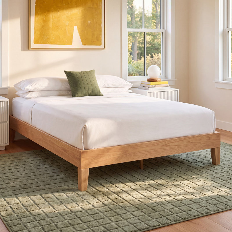 Amaryn Solid Wood Platform Bed, Queen, Natural