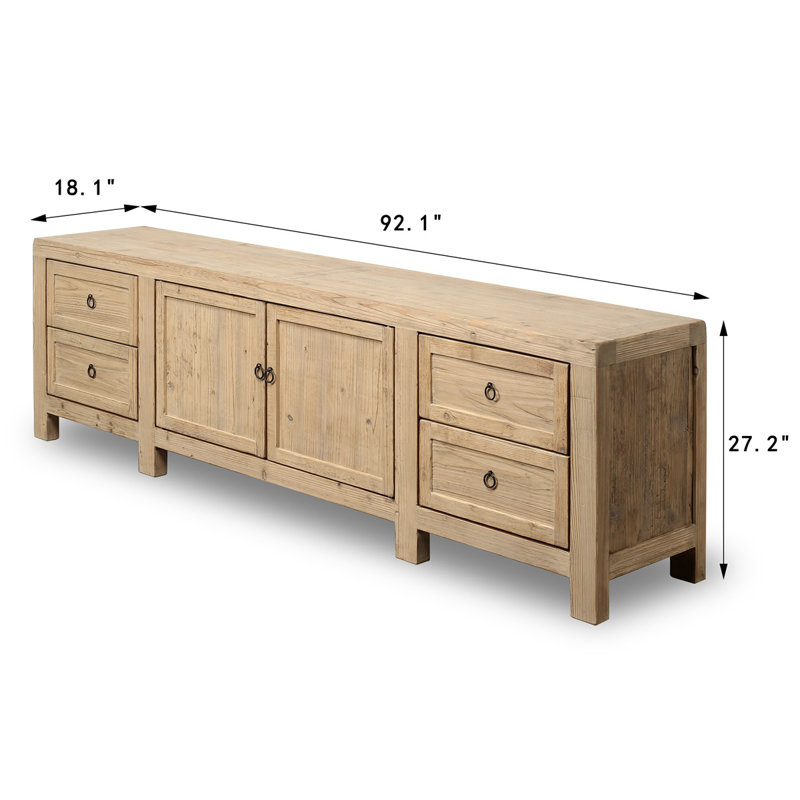 Approx.92 Inches Long Four Drawers Sideboard Weathered Natural