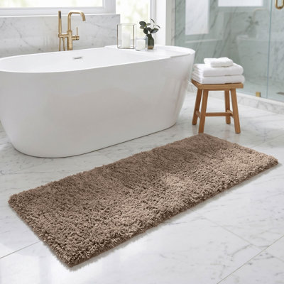 Tapis de couloir de salle de bain 100% polyester 2100 GSM par Better Better Haven Collection, envers TPR antidérapant, tapis doux, absorbant et à séchage rapide 20 po x 60 po pour salle de bain, douche, baignoire, beige