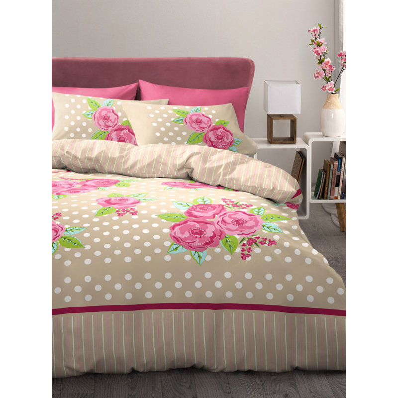 Latitude Vive Cavato Floral Duvet Cover Set, Double, Beige