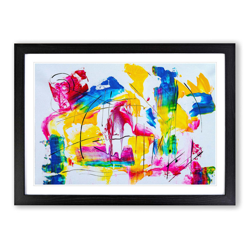Abstract Art Painting Vol.239 by S.Johnson - Picture Frame Painting Print, 62cm H x 87cm W x 2cm D, Black Framed