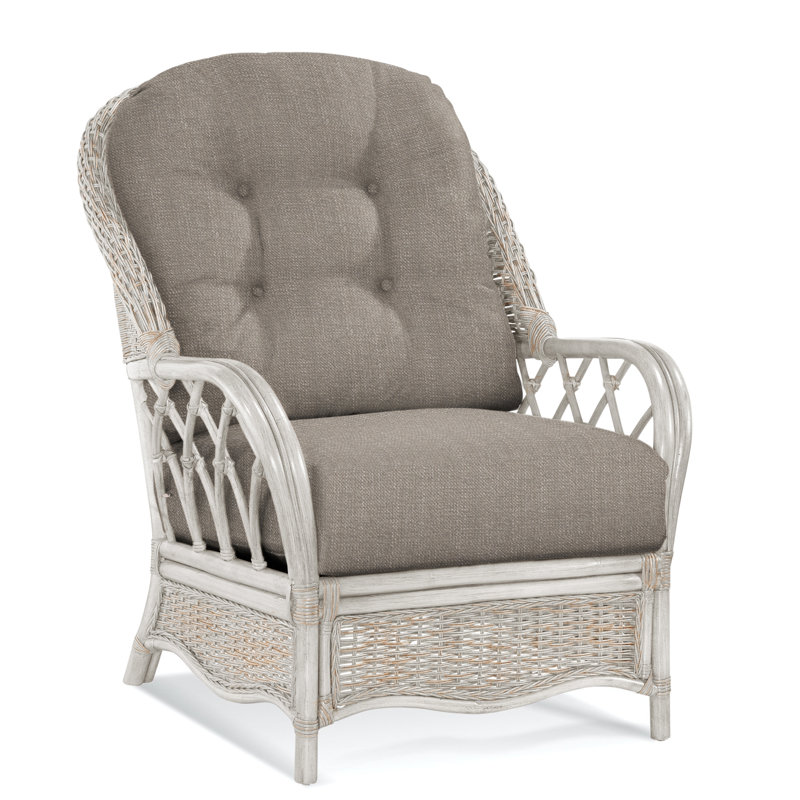 Chaise avec accoudoirs en rotin Everglade, Performance de Crypton en pierre; 0884-83, Blanc antique givré