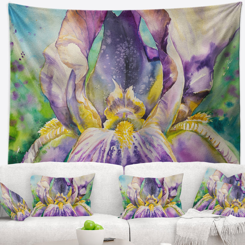 Tapisserie florale iris, H 68 po x l 80 po