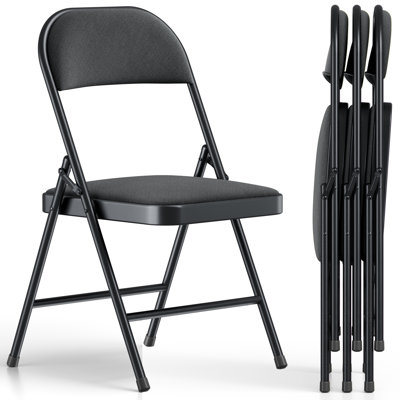 Paquet de 4 chaises pliantes rembourrées de 360 lb, chaises en métal rembourrées en tissu pour le mariage