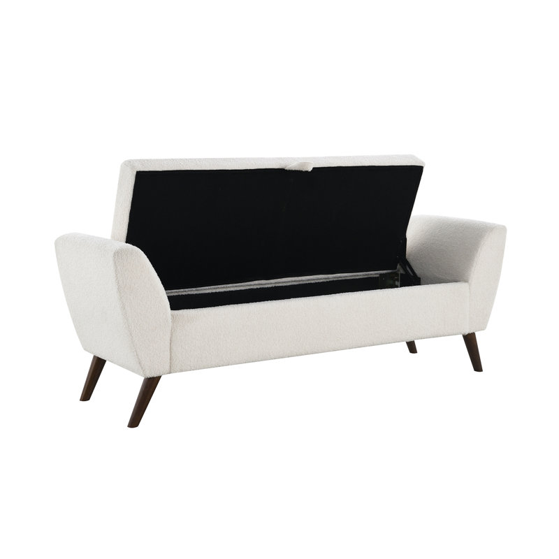 Banc rembourré avec rangement, Crème