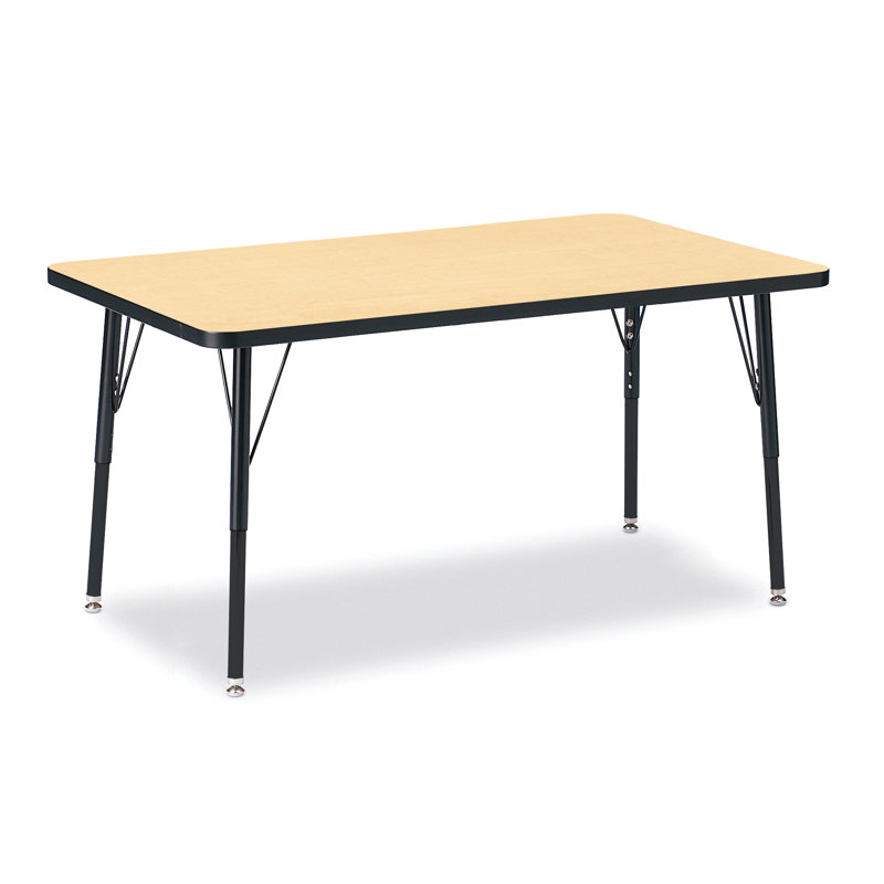 Table rectangulaire Berries, Pieds standards pour adultes 24 po - 31 po, Érable et noir, 30 po x 48 po