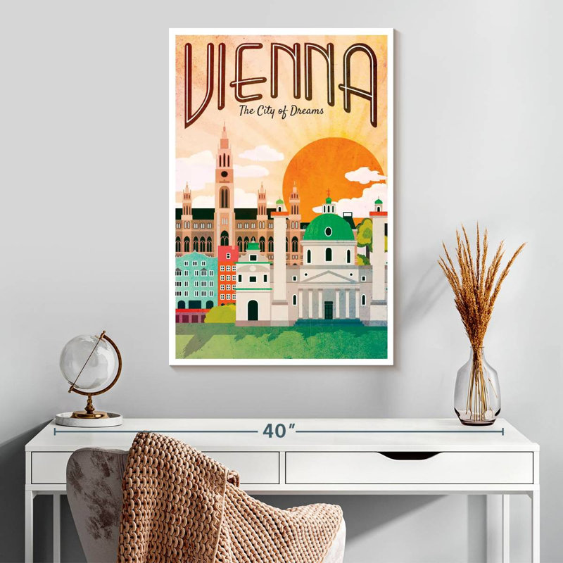 Affiche rétro de Vienne, H 30 po x l 20 po