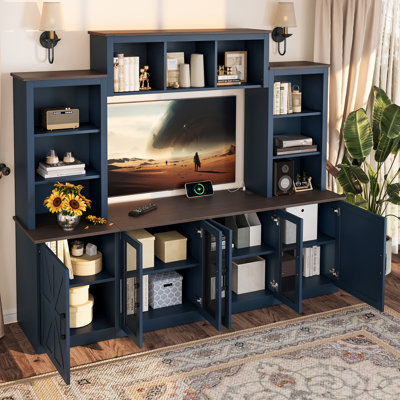 Farmhouse 88"W Entertainment Center With Charging Station
