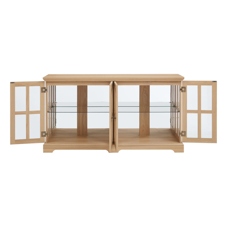 Elegant Display Cabinet With Adjustable Glass Shelves And Antique Style Exquisite Showcase Controlled Lighting Support
