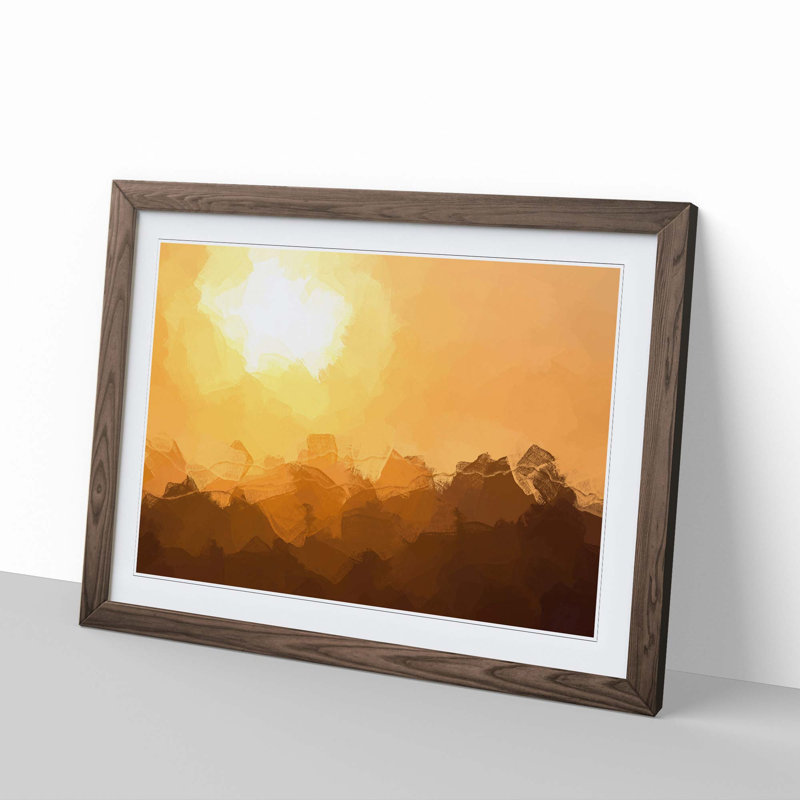 Mountain Layers in Abstract - Framed Print, 36cm H x 48cm W x 2cm D, Walnut Framed
