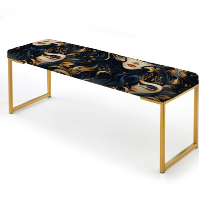 Gold Pattern Venice Masquerade - Paisley Upholstered Gold Bench by Design Art