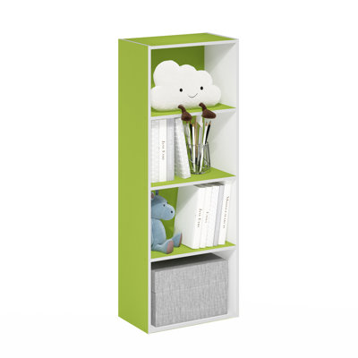 Streicker Book Shelf, 4-Tier Bookshelf, Bookcase with Open Shelf, 9.3 x 15.6 x 41.7, for Living Room, Bedroom, Home Office, Green/White