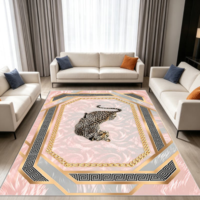 Tapis 1PC à imprimé léopard pour le salon, doux et confortable, convient à toutes les saisons, facile à entretenir, lavable à la machine, tapis sous la table convenant à la chambre à coucher