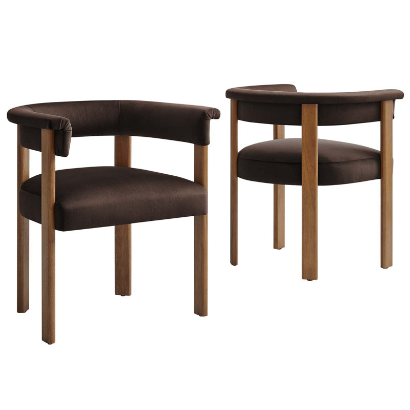 Modway Imogen Velvet Low Back Armchair, Chocolate Brown