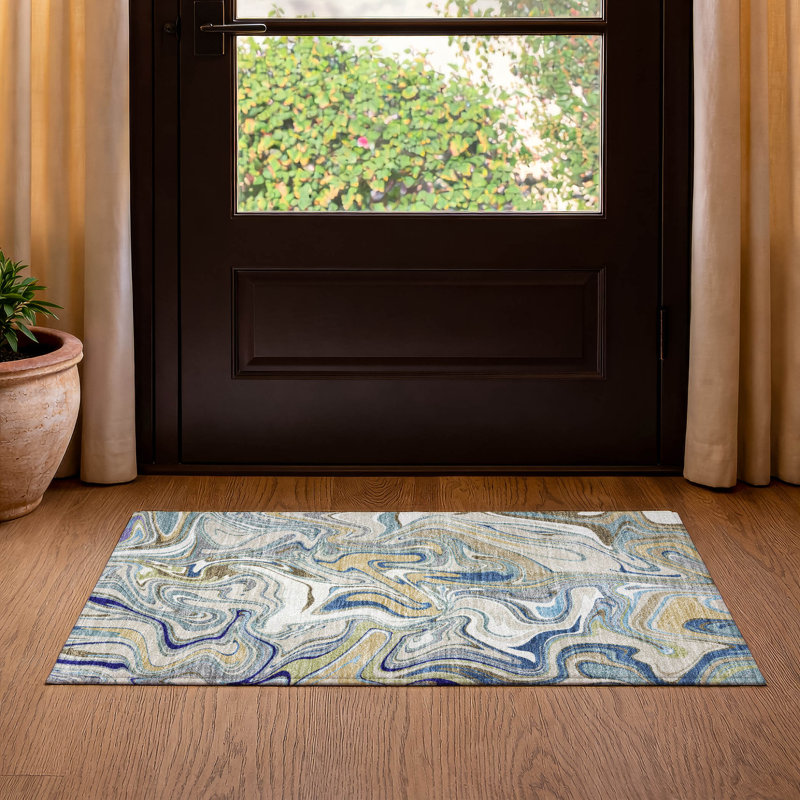 Premium Machine Washable Mayfield AMF2395 Abstract Rug, 2'6" x 3'10", Putty