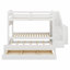Structure de lit superposé en bois avec lit gigogne, rangement de tiroir, escalier de rangement et garde-robe-597125575