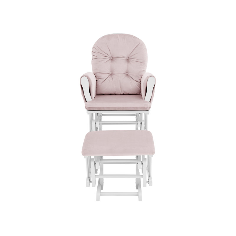 Fauteuil oscillant avec repose-pieds Mason, Rose, Blanc