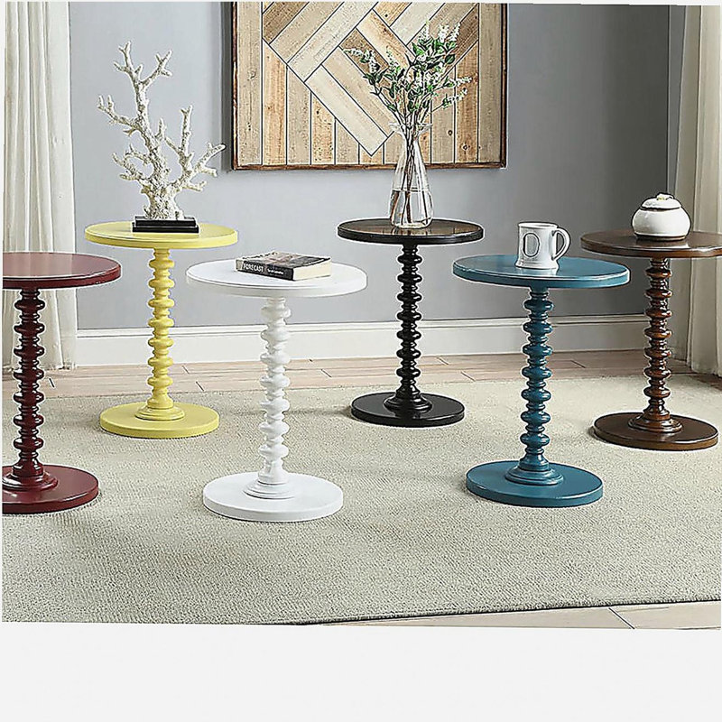 Walnut Round Wooden Side Table