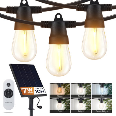 Ambience Pro 104 ft. Solar Outdoor Patio Color Changing LED String Lights with 48 S14 Edison Bulbs, Remote Control, Weatherproof