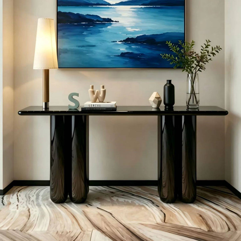 Console moderne de style nordique, 33.5" H x 70.9" W x 15.7" D, Black, Black, Black